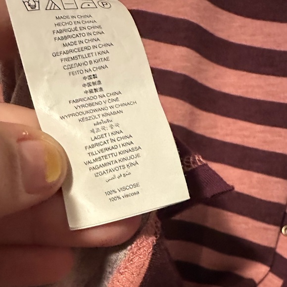 Michael Kors Pink & Burgundy Flowing Long Sleeve Blouse Top Stripped Embellish - Picture 4 of 7